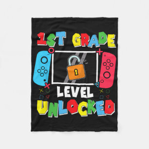1st Grade Level Unlocked Ck To School First Day Ga Fleece Blanket