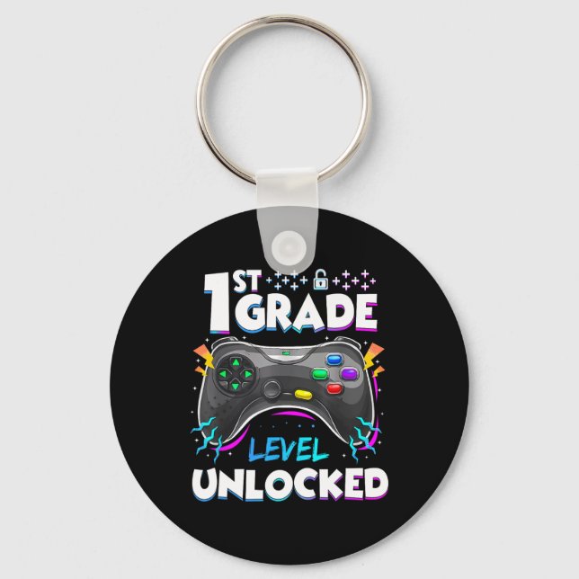 1st Grade Level Unlocked Ck To School First Day Ga Keychain (Front)