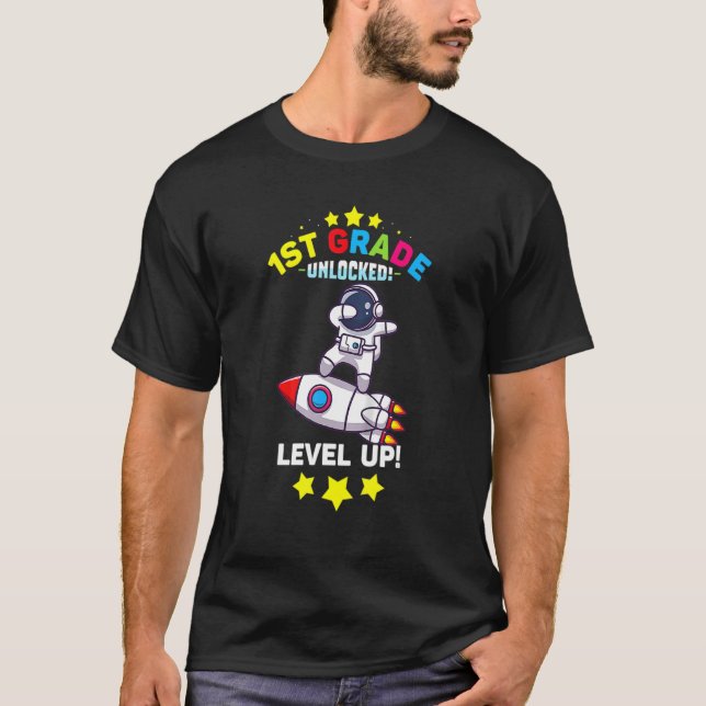 1st Grade Level Unlocked First Day Of School Astro T-Shirt (Front)