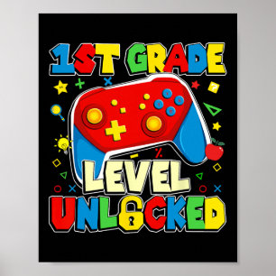 1st Grade Level Unlocked Funny Gamer Boys Ck To Sc Poster