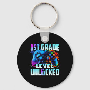 1st Grade Level Unlocked Gamer Boys Kids First Day Keychain