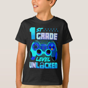 1st Grade Level Unlocked Gamer Boys Kids First Day T-Shirt