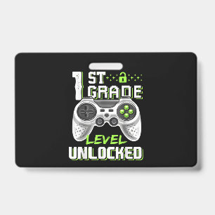 1st Grade Level Unlocked Gamer First Day Of School Badge
