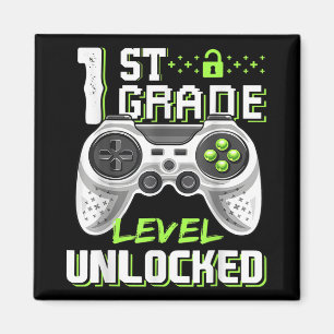 1st Grade Level Unlocked Gamer First Day Of School Magnet