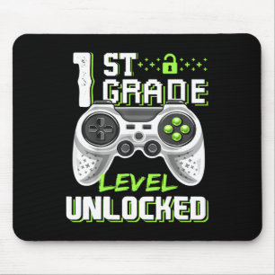 1st Grade Level Unlocked Gamer First Day Of School Mouse Pad