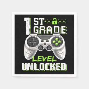 1st Grade Level Unlocked Gamer First Day Of School Napkin