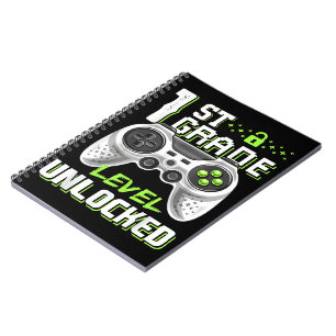 1st Grade Level Unlocked Gamer First Day Of School Notebook