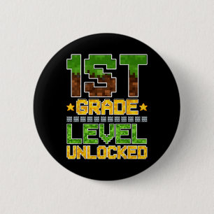 1st Grade Level Unlocked Gamer Funny Ck To School 2 Inch Round Button