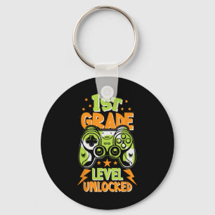 1st Grade Level Unlocked Gamer Vibes Ck To School Keychain