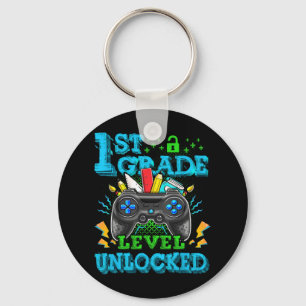 1st Grade Level Unlocked Video Game Back To School Keychain
