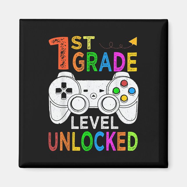 1st Grade Level Unlocked Video Game Back To School Magnet (Front)