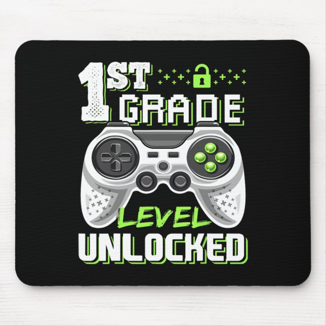 1st Grade Level Unlocked Video Game Back To School Mouse Pad (Front)