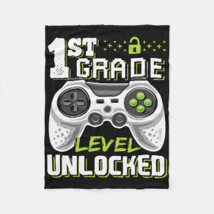 1st Grade Level Unlocked Video Game Byck To School Fleece Blanket