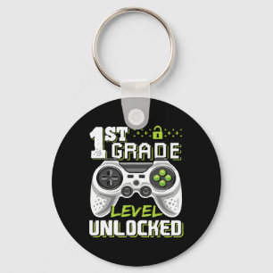 1st Grade Level Unlocked Video Game Byck To School Keychain