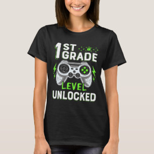 1st Grade Level Unlocked Video Game Byck To School T-Shirt