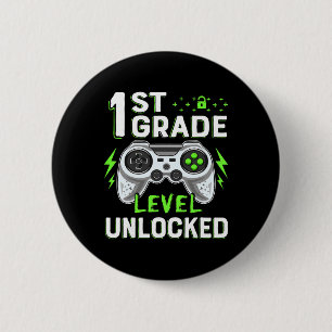 1st Grade Level Unlocked Video Game Ck To School B 2 Inch Round Button