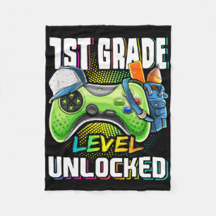 1st Grade Level Unlocked Video Game Ck To School B Fleece Blanket