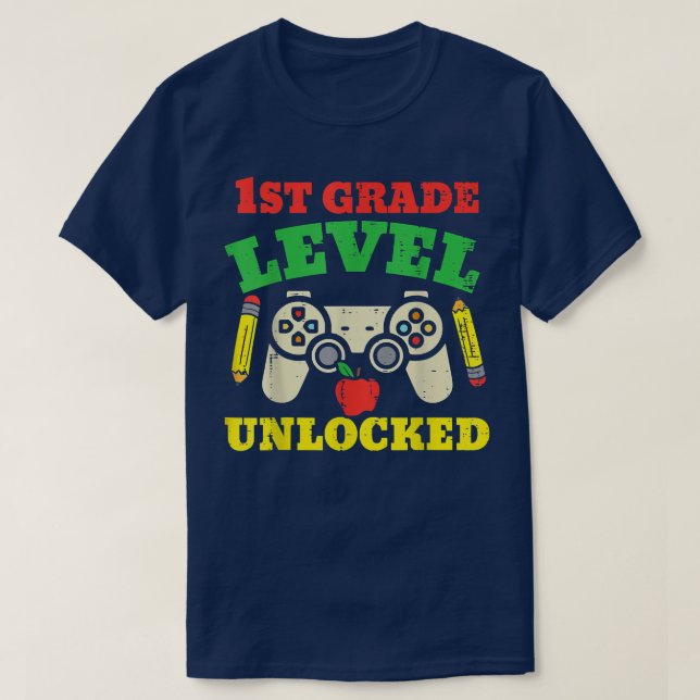 1st Grade Level Unlocked Video Game Controller Fir T-Shirt (Design Front)