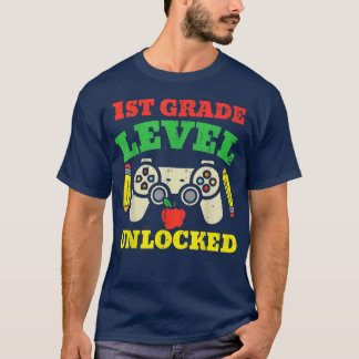 1st Grade Level Unlocked Video Game Controller Fir T-Shirt