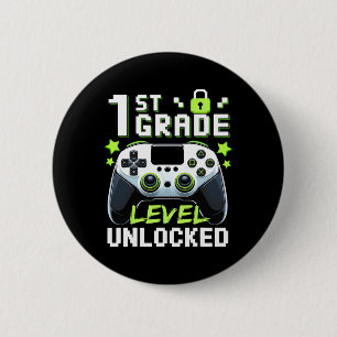 1st Grade Level Unlocked Video Gamer Back To Schoo 2 Inch Round Button