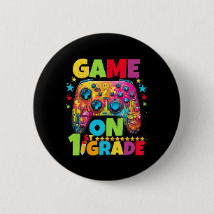 1st Grade Level Unlocked Video Gamer Pixel Ck To S 2 Inch Round Button