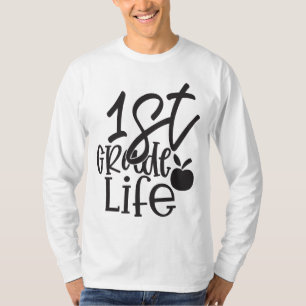 1st grade life white black Basic Long Sleeve T-Shirt