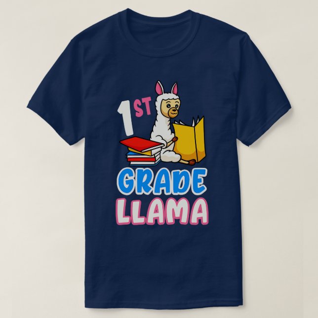 1st Grade Llama Funny First Grader School T-Shirt (Design Front)