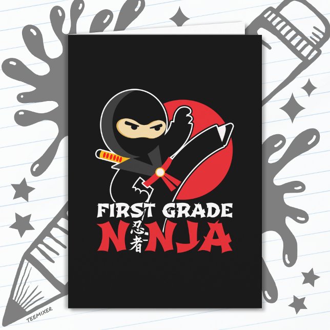 1st Grade Ninja Kick First Day Back To School Card (Creator Uploaded)