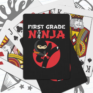 1st Grade Ninja Kick First Day Back To School Playing Cards