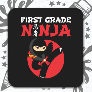 1st Grade Ninja Kick First Day Back To School Square Sticker