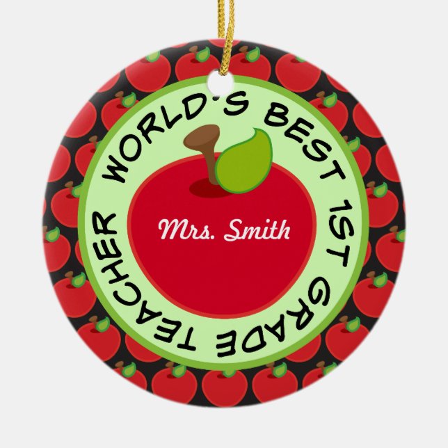 1st Grade Personalized Teacher Gift Ornament (Front)