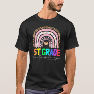 1st Grade Rainbow Leopard Teacher Team First Grade T-Shirt