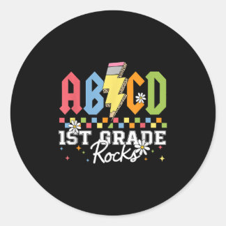 1st Grade Rocks ABCD Back To School Funny Rock Tea Classic Round Sticker