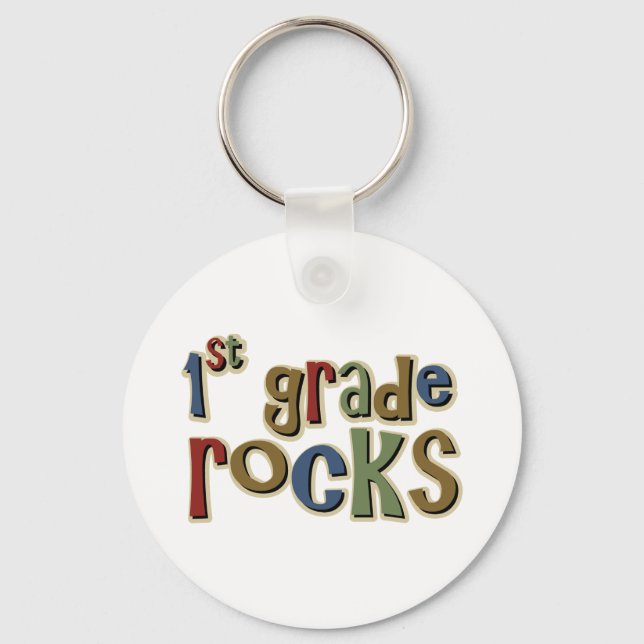 1st Grade Rocks First Keychain (Front)
