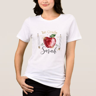 1st Grade Sarah Apple Pencil Back to school Tri-Blend Shirt