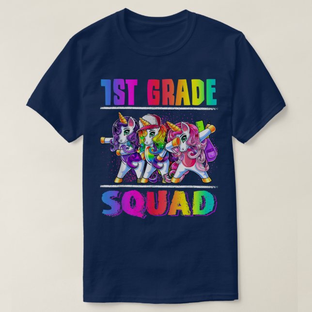 1st Grade Squad Dabbing Unicorn Back to School Bac T-Shirt (Design Front)