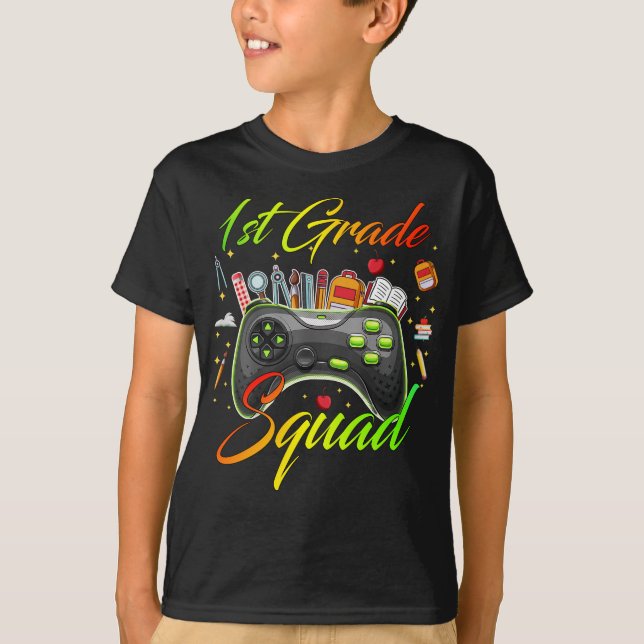 1st Grade Squad Gamer Back To School First Day Boy T-Shirt (Front)