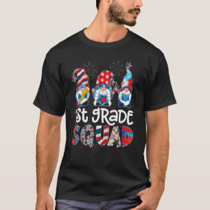 1st Grade Squad Gnomies Firework Cute Kids Happy 4 T-Shirt