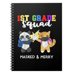 1st Grade Squad Quarantine Panda Kitty Funny Mask Notebook