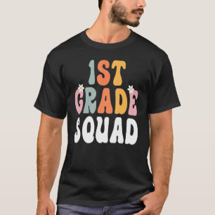 1st Grade Squad Retro Groovy Teacher Happy 1st Day T-Shirt