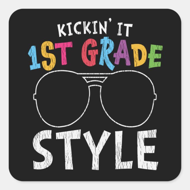 1st Grade Style First Day of School Student Gift Square Sticker (Front)