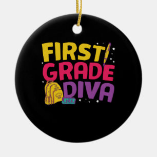 1st Grade Teacher 1st Grade Diva Ceramic Ornament