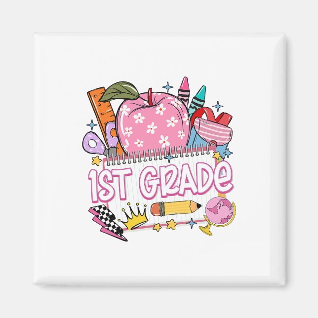 1st Grade Teacher Back To School Apple Notebook Re Magnet (Front)