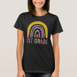 1st Grade Teacher Back To School Rainbow Leopard T T-Shirt