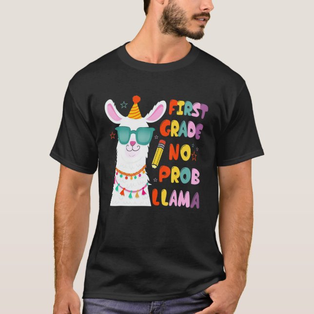 1st Grade Teacher No Prob Llama Back To School T-Shirt (Front)