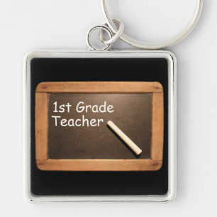 1st Grade Teacher Rustic Vintage School Slate KC Keychain