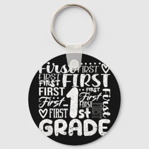 1st grade typography team first grade teacher back keychain