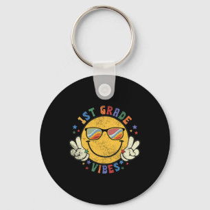 1st Grade Vibes Happy Face Smile Gift Back To Scho Keychain