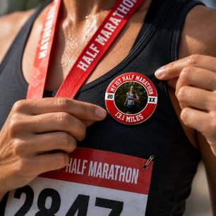 1st Half Marathon Running First Runner Sports 13 1 2 Inch Round Button