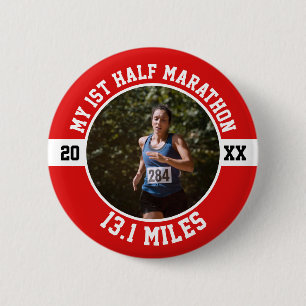 1st Half Marathon Running First Runner Sports 13 1 2 Inch Round Button